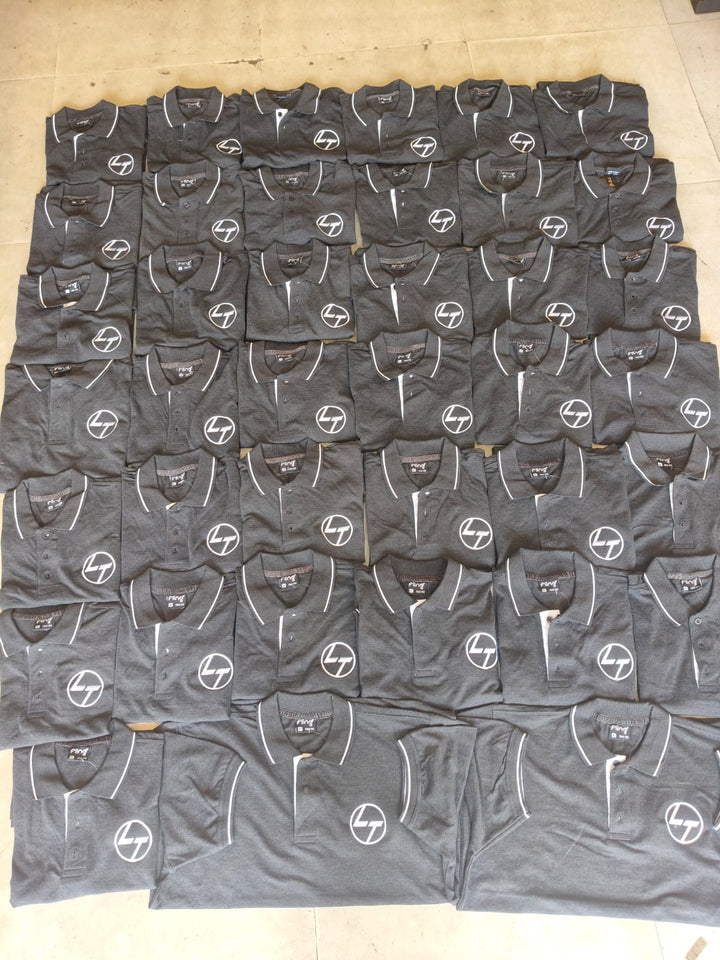 Corporate logo printed black T-shirts